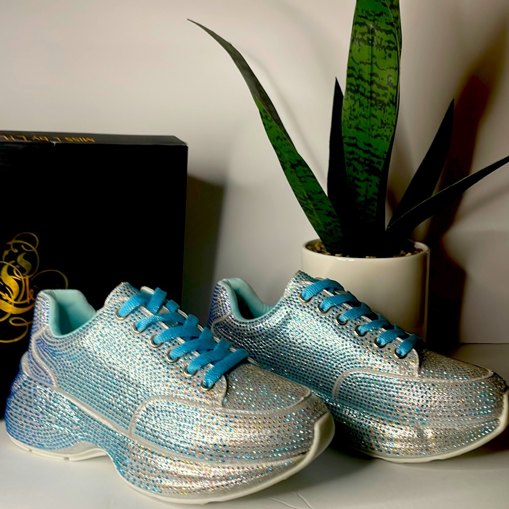 Sz 7.5 Blue Bling Sneaker by Liliana